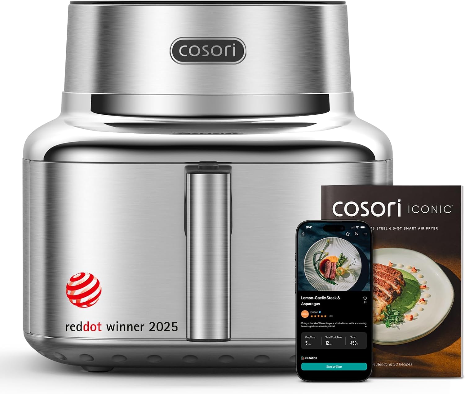 Friggitrice ad aria smart Cosori Iconic in acciaio inox (6,2 litri)
